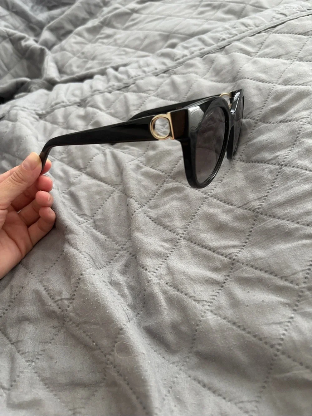 Salvatore Ferragamo Black Cat-Eye Sunglasses